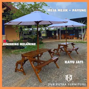 payung taman, payung cafe, tenda payung outdoor, meja mejik jati