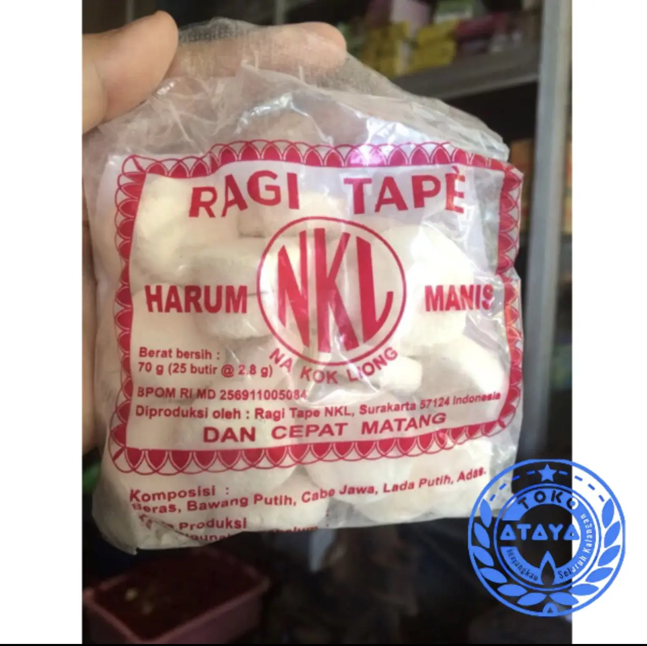 Ragi Tape NKL Na Kok Liong 70gram 25 Butir Harum Manis BPOM RI MD 256911005084 Surakarta Jawa Tengah