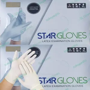 sarung tangan karet latex STARGLOVES free powder isi 50pcs