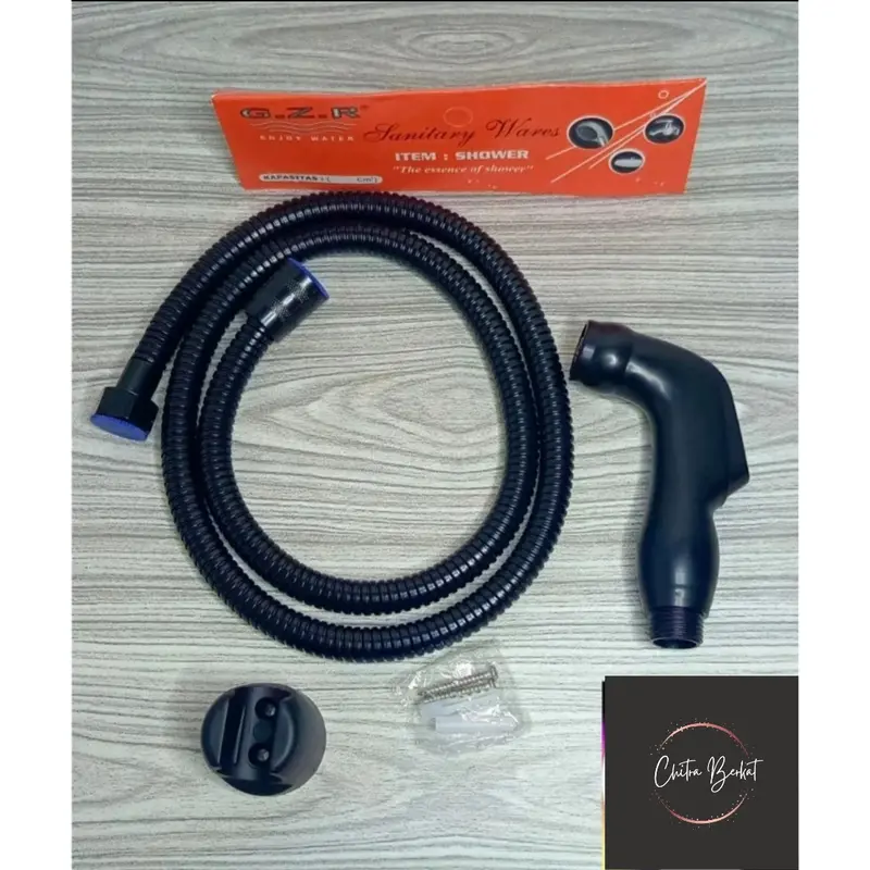 1 SET Jet Shower Bidet WC Kamar Mandi Toilet + Selang + Bracket HITAM 0