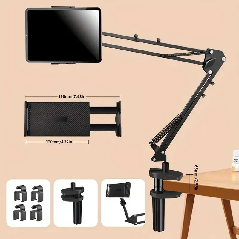 Lazypod Holder Tablet hp Stand jepit meja / dipan kasur 360 - MM4 5