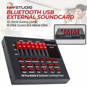 TaffSTUDIO Bluetooth USB External Soundcard Live Stream Mic - V8 Plus