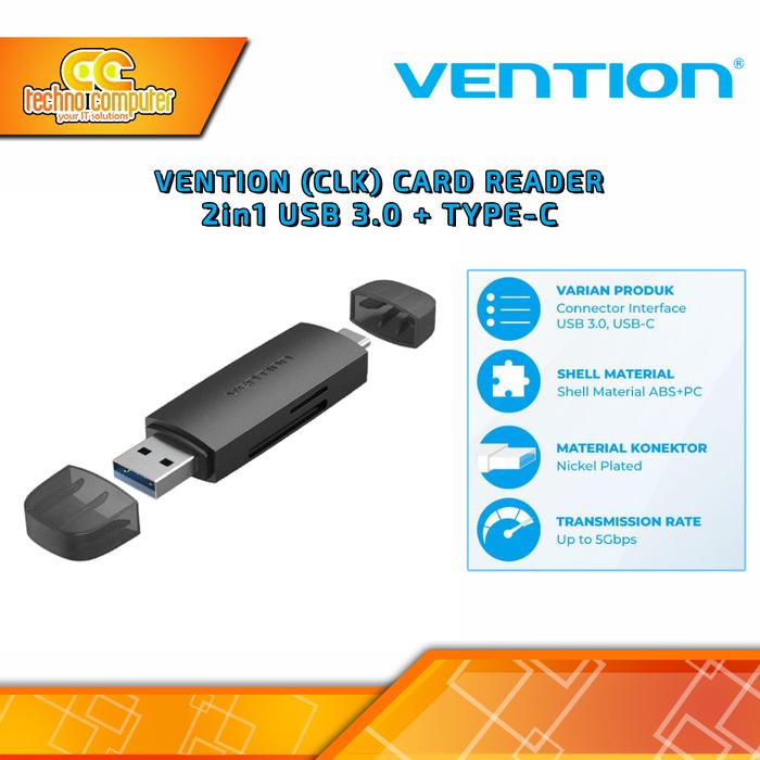 Gambar VENTION CARD READER 2in1 USB 3.0 + Type-C - CLK dari Techno Computer Bali Kota Denpasar Tokopedia