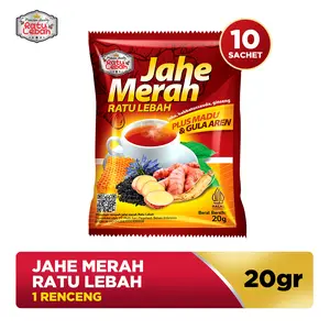 Jahe Merah Ratu Lebah Plus Madu & Gula Aren Isi 1 Renceng 10 Sachet