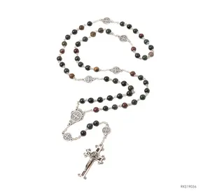 Rosario Batu Bloodstone Round 6mm All Benediktus, Italy Toko Katolik