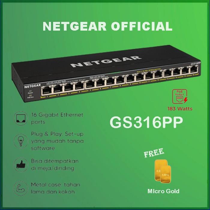 Gambar Netgear GS316PP 16 Port Gigabit Unmanaged High Power PoE + Switch dari Officiall Brands Kota Administrasi Jakarta Barat Tokopedia