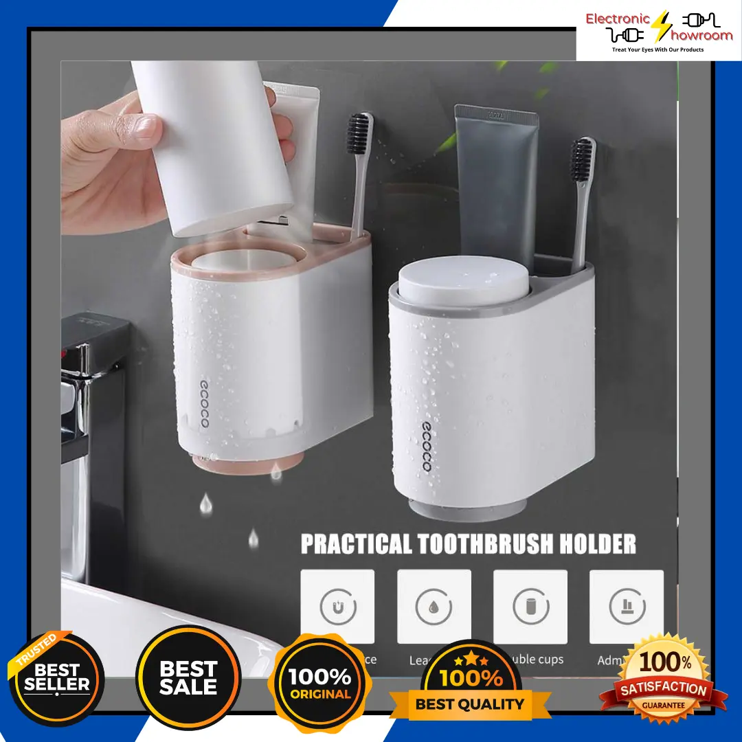 Ecoco Rak Sikat Gigi & Gelas Magnetic Wall Mounted Toothbrush Holder