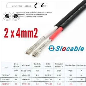 Kabel solar panel surya pv1f pv-1f 2x2.5mm 2x4mm 2x6mm Slocable AWG cable