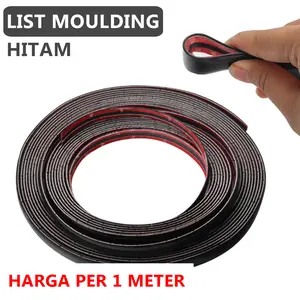 List chrome moulding strip hitam jendela bumper lis pintu mobil 15mm