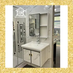 Wastafel Kabinet Set Minimalis Cermin Kamar Mandi Gantung Putih Corak