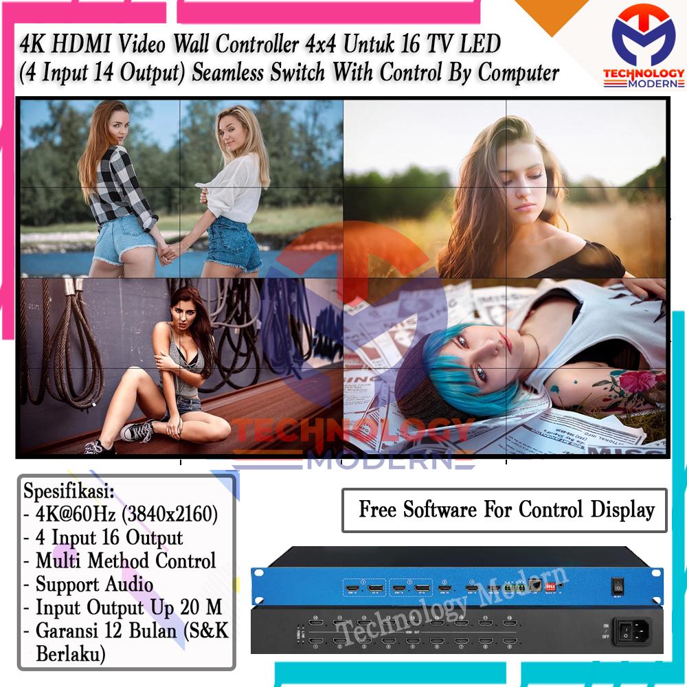 4K HDMI video wall controller 4x4 (4 In 16 Out) seamless switching