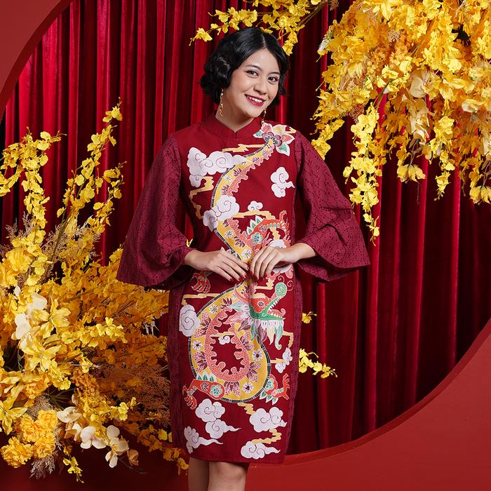 Gambar NONA RARA - Diva Tulis CNY D0452, Baju blouse batik wanita modern - XS dari Nona Rara Batik Kota Administrasi Jakarta Timur Tokopedia