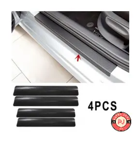 4 Pcs Car Sticker Stiker Carbon Fiber 3D Sill plate Pelindung Mobil