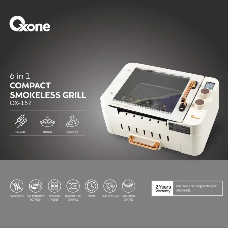 Oxone OX-157 Compact Smokeless Grill in Pemanggang Listrik