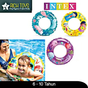 INTEX Pelampung Ban Renang Anak 59242 Ukuran 61 cm Usia 6–10 Tahun, Motif Orang Kuning, Sea Biru, Sea Ungu, Material Berkualitas Aman Nyaman, Cocok untuk Anak Laki-laki dan Perempuan, Floaties Original untuk Belajar Berenang dan Aktivitas Air Seru