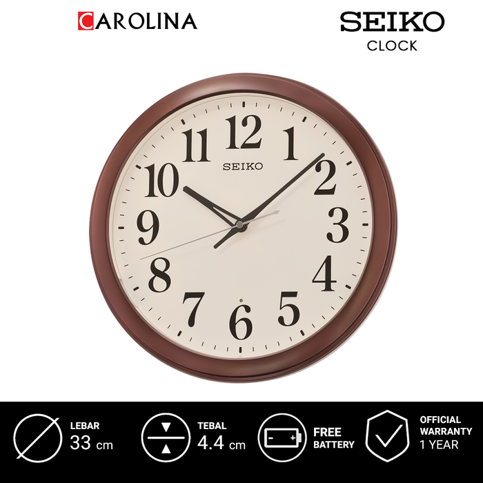 Gambar Jam Dinding SEIKO Analog QXA776B White Dial Brown Plastic Case Wall Clock dari Carolina Watch Official Shop Kota Administrasi Jakarta Barat Tokopedia