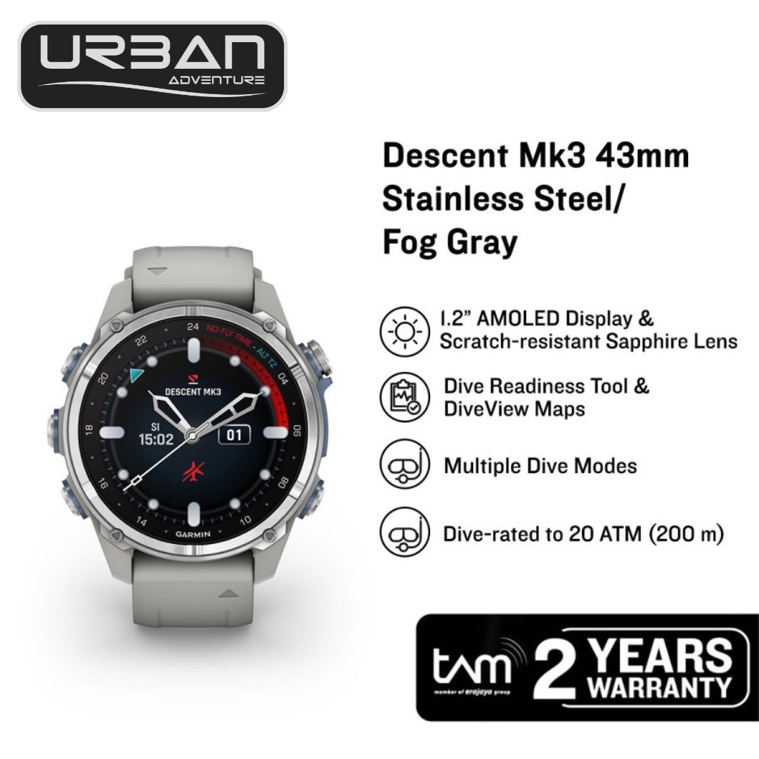 Garmin Descent Mk3 43mm - Stainless Steel/Fog Gray
