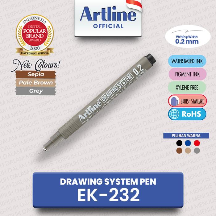 Gambar ARTLINE Drawing System Pens EK-232 - Black dari Artline Indonesia Kota Surabaya Tokopedia