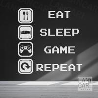 Gambar LANCARI Sticker Cutting eat sleep Game repeat Gamers Decal Stiker Dinding Kaca - Putih dari LANCARI Kota Administrasi Jakarta Pusat 3 Tokopedia