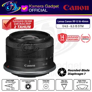 Canon RF-S 18-45mm f4.5-6.3 IS STM Lensa for EOS R - EOS RP RFS Resmi