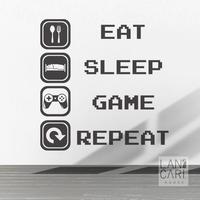 Gambar LANCARI Sticker Cutting eat sleep Game repeat Gamers Decal Stiker Dinding Kaca - Putih dari LANCARI Kota Administrasi Jakarta Pusat 1 Tokopedia