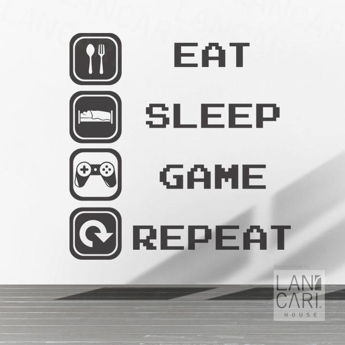 Gambar LANCARI Sticker Cutting eat sleep Game repeat Gamers Decal Stiker Dinding Kaca - Putih dari LANCARI Kota Administrasi Jakarta Pusat Tokopedia