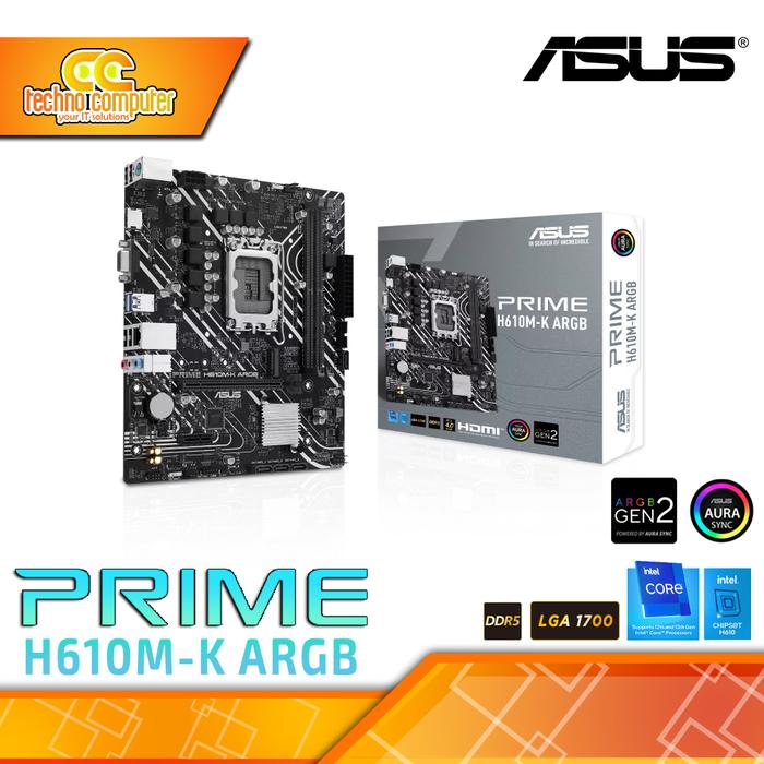 Gambar MOTHERBOARD ASUS PRIME H610M-K ARGB - mATX, LGA1700, H610, DDR5 dari Techno Computer Bali Kota Denpasar Tokopedia