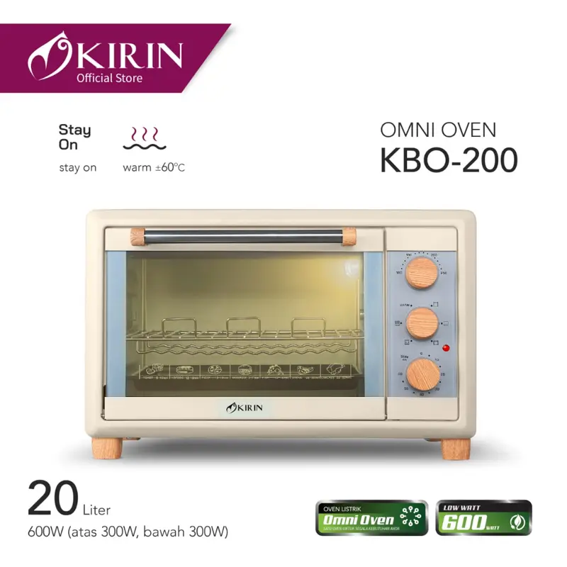 Oven Listrik Kirin KBO 200 20 Liter Low Watt Dengan Lampu Garansi Resm 0
