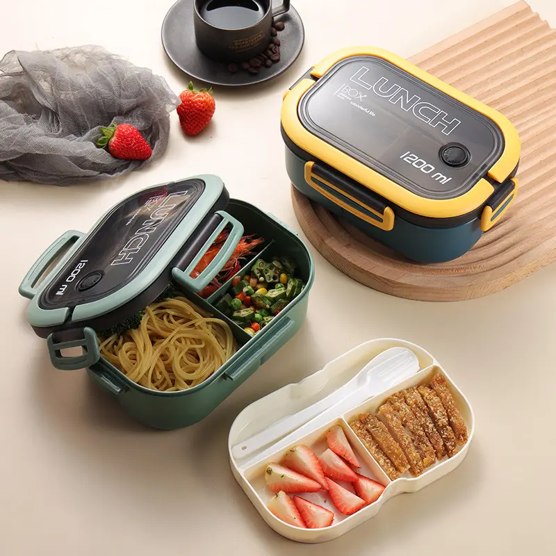 Kotak Makan Lunch Box Ukuran 1200ml HX-41958 Sendok Kitchenware Garpu