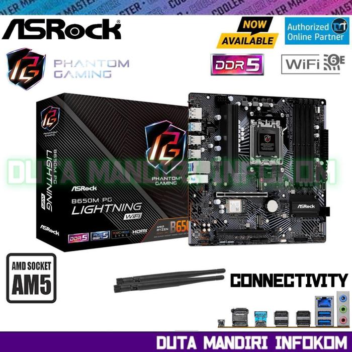 Gambar ASRock B650M PG Lightning WiFi - [Socket AM5, AMD B650, DDR5, m-ATX] dari Duta Mandiri Infokom Kota Administrasi Jakarta Pusat Tokopedia