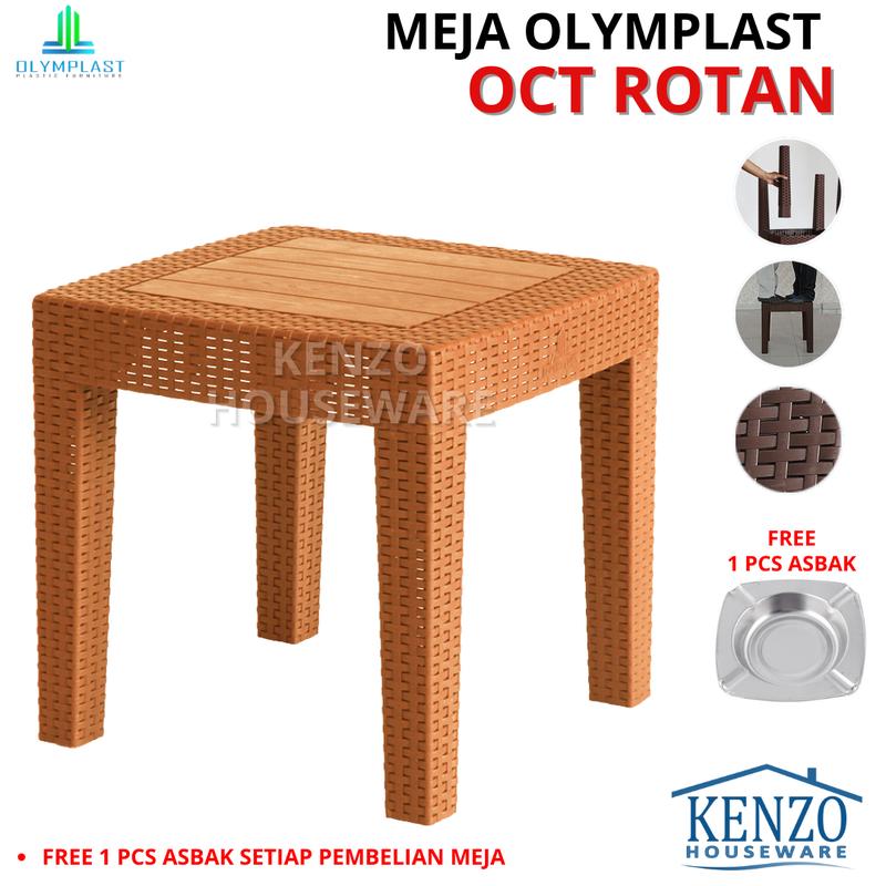 Meja Plastik Motif Rotan Meja Tamu Teras Taman Serbaguna Olymplast 0