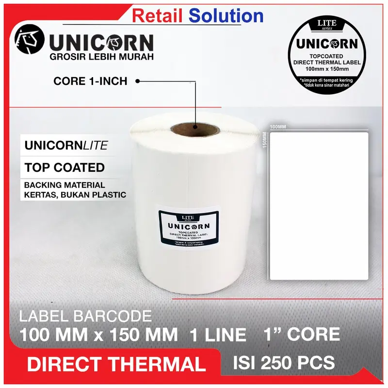 Stiker Label Resi Thermal 100x150 / 100 x 150 mm / 100x150mm / A6 1