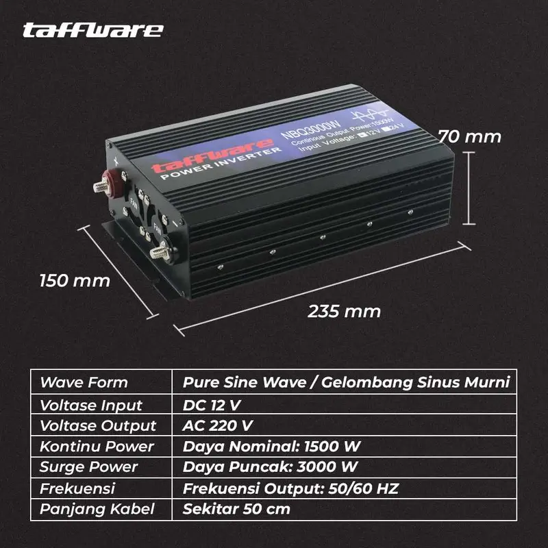 Power Inverter Pure Sine Wave DC 12V to AC220V 3000 Watt 1