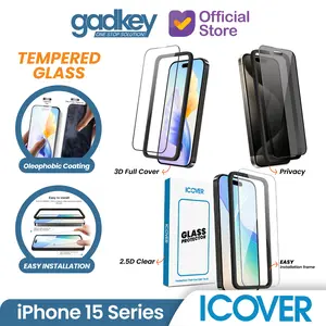 Tempered Glass iPhone 15 Pro Max Plus iCover Anti Gores Screen Guard
