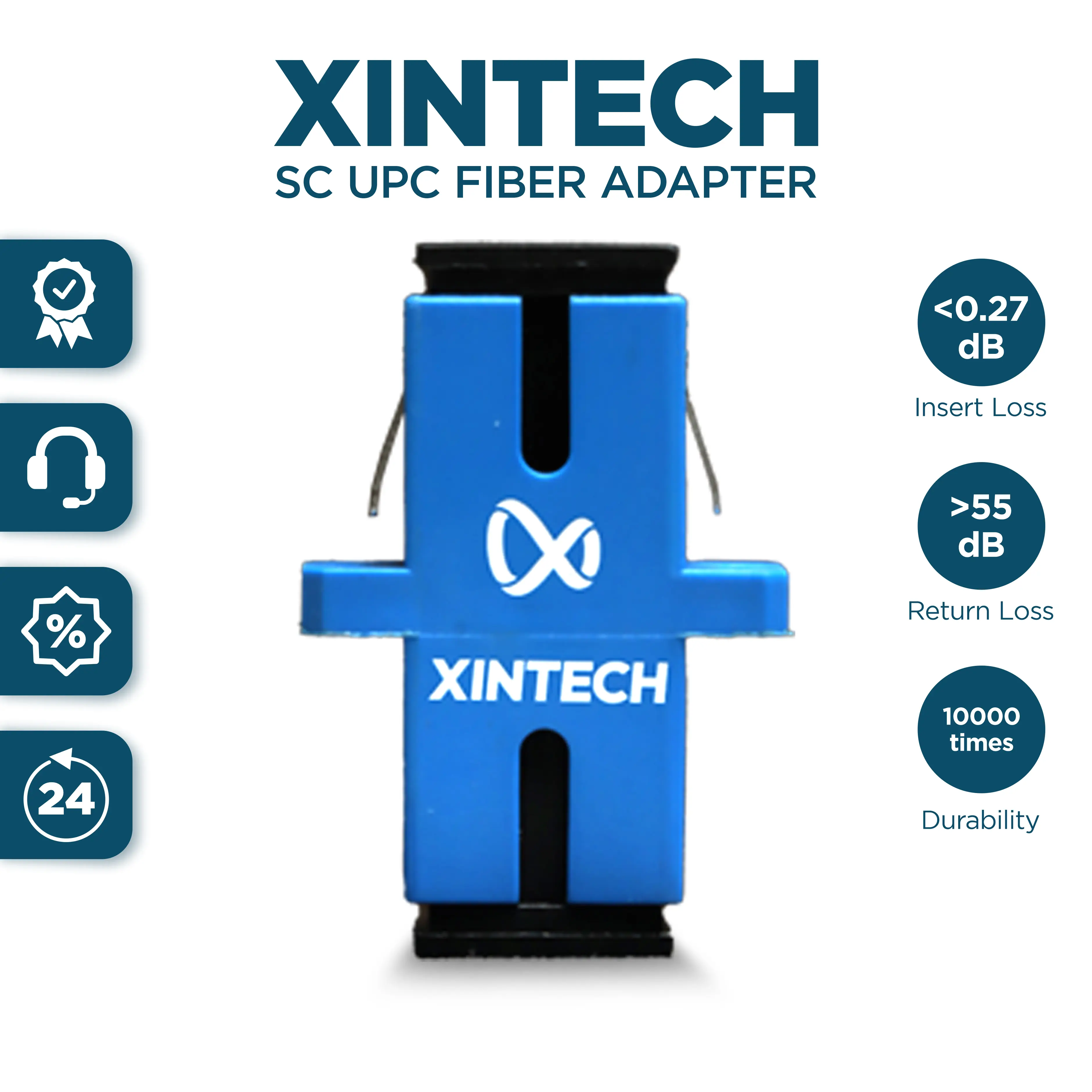 Xintech SC UPC Adapter - Barel FO Biru - Adaptor fiber optik Original