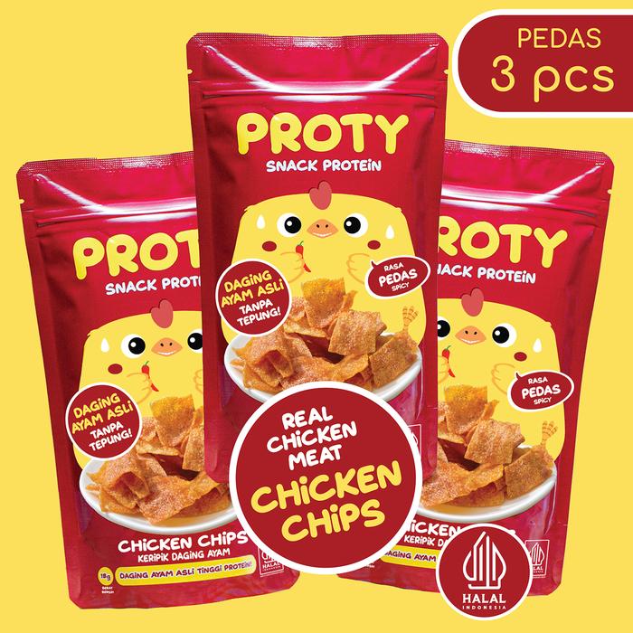 Gambar PROTY Pedas (Bundle 3) Snack Cemilan Protein Dada Ayam Chicken Chips dari PROTY Official Store Kota Administrasi Jakarta Barat Tokopedia
