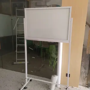 GLASSBOARD Standing 60 x 90 cm - PAPAN TULIS KACA Kaki Besi Roda