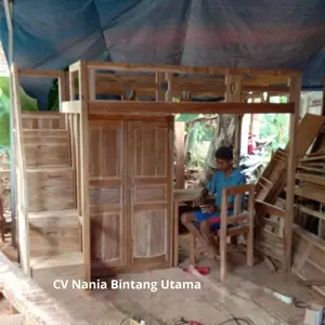 dipan anak tingkat ranjang susun non finishing kayu jati