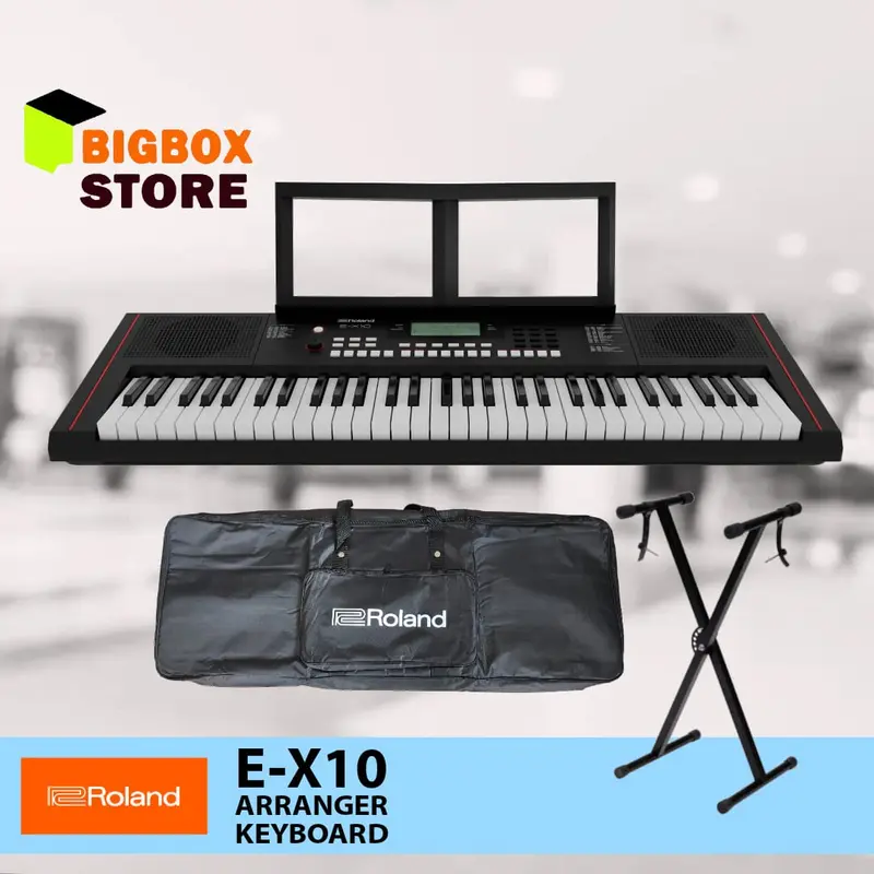 Roland E-X10 / EX10 / EX-10 Keyboard  Arranger + Stand, tas keyboard 0
