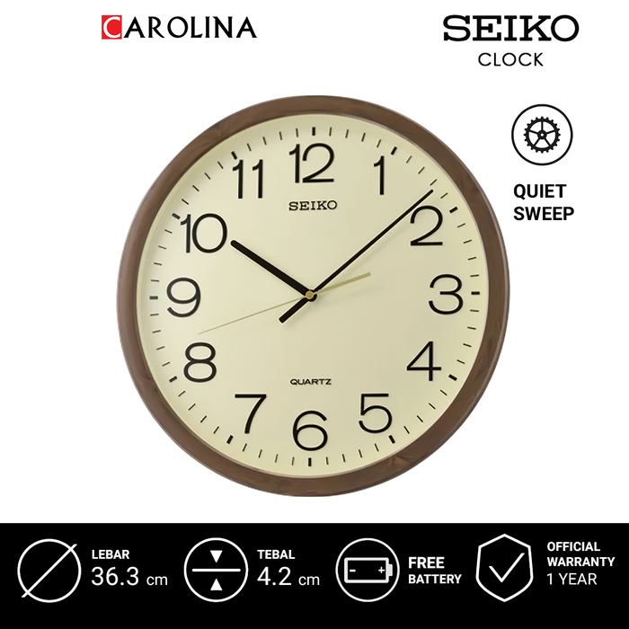 Gambar Jam Dinding SEIKO Analog QXA807B Quiet Sweep Mat Brown Case Beige Dial dari Carolina Watch Official Shop Kota Administrasi Jakarta Barat Tokopedia