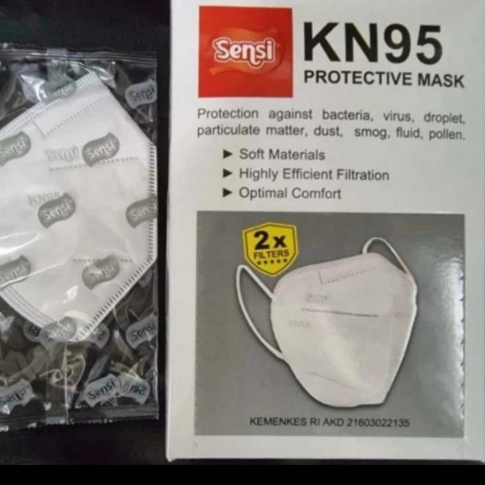 MASKER SENSI KN95 6PLY KEMENKES MASK KN95 SENSI 1 box isi 20 PUTIH
