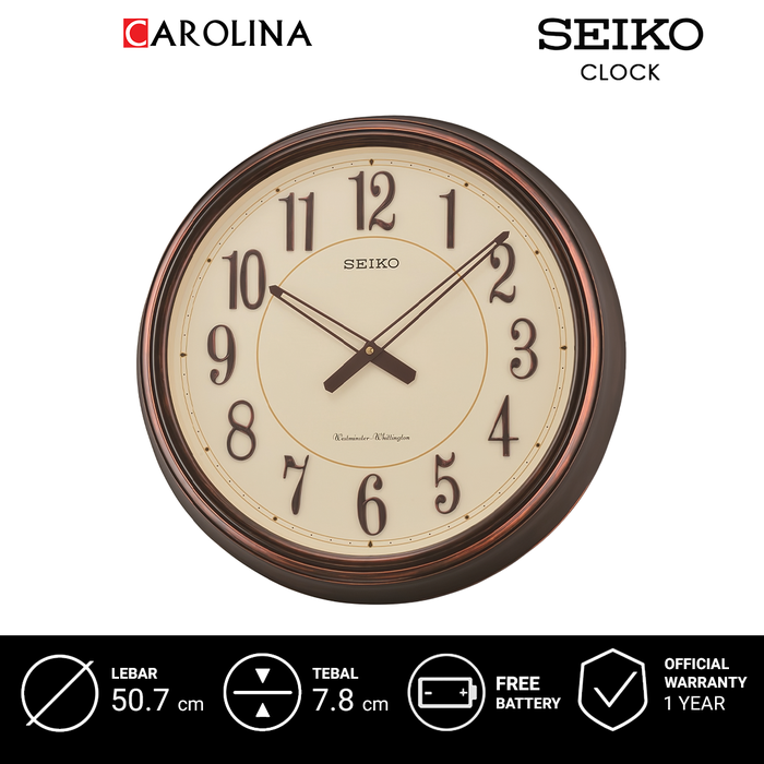Gambar Jam Dinding SEIKO Analog QXD212B Brown Color Beige Dial Wall Clock dari Carolina Watch Official Shop Kota Administrasi Jakarta Barat Tokopedia