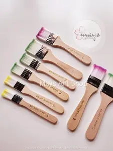 Bali Artist Kuas Nilon Lebar - Kuas Lukis Gagang Kayu Nylon Flat Rata Decoupage No 1 2 3 4 5 6 7 8 9