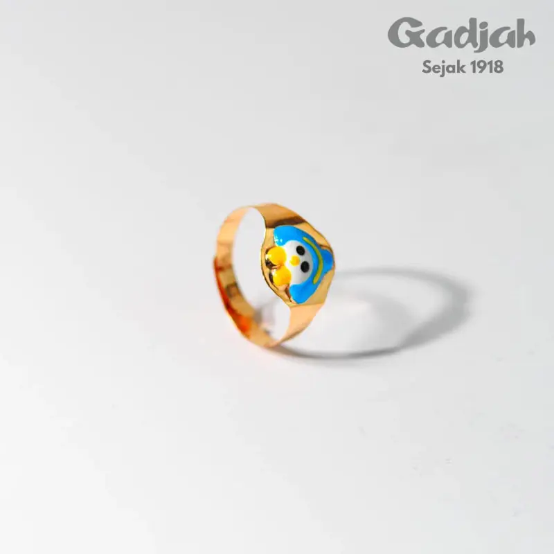 Cincin Emas Baby Ongsrot Karater Pinguin Cat Biru - Toko Emas Gadjah