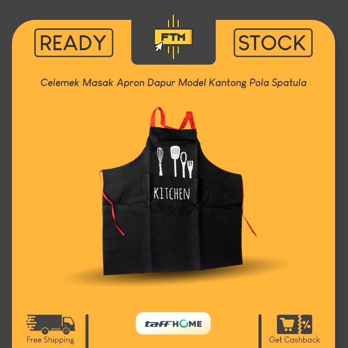 Gambar Celemek Apron Dapur - Black dari FIRST TECH MARKET Jakarta Timur Tokopedia