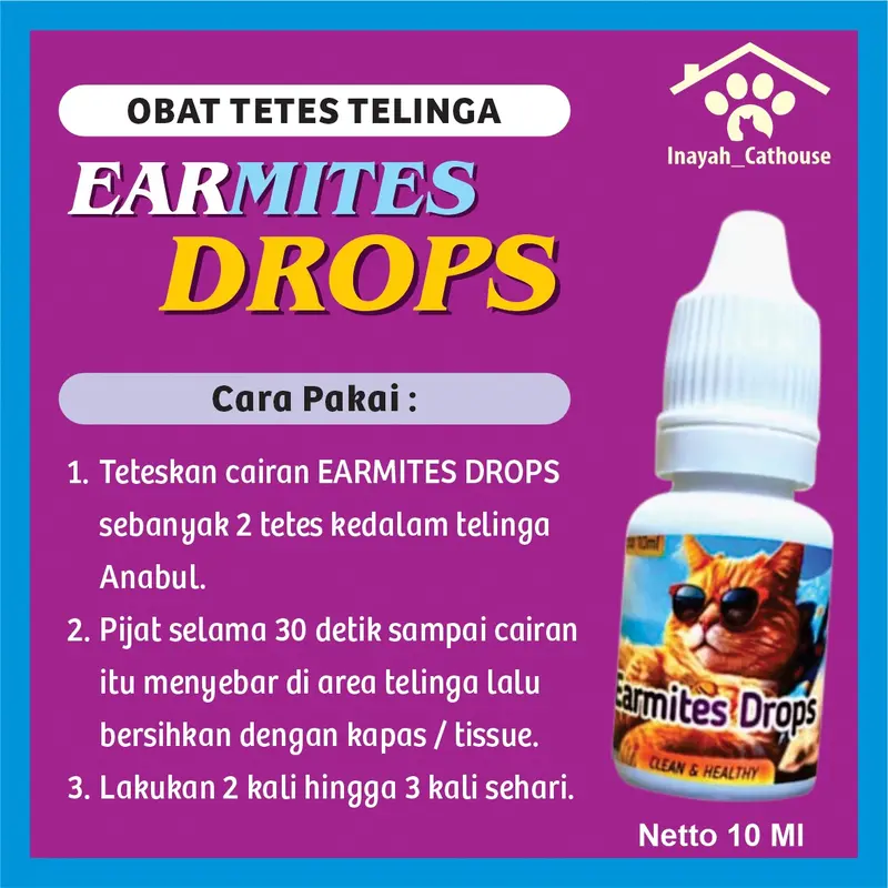 Obat Tetes Telinga Earmites Drops | Obat Kutu Telinga , Tungau, Infeks 1