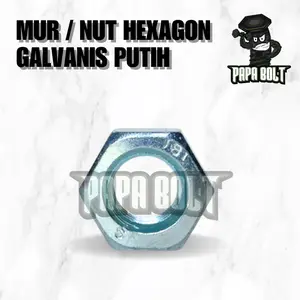 Mur Galvanis Putih Silver M3 M4 M5 M6 M8 / Nut Silver