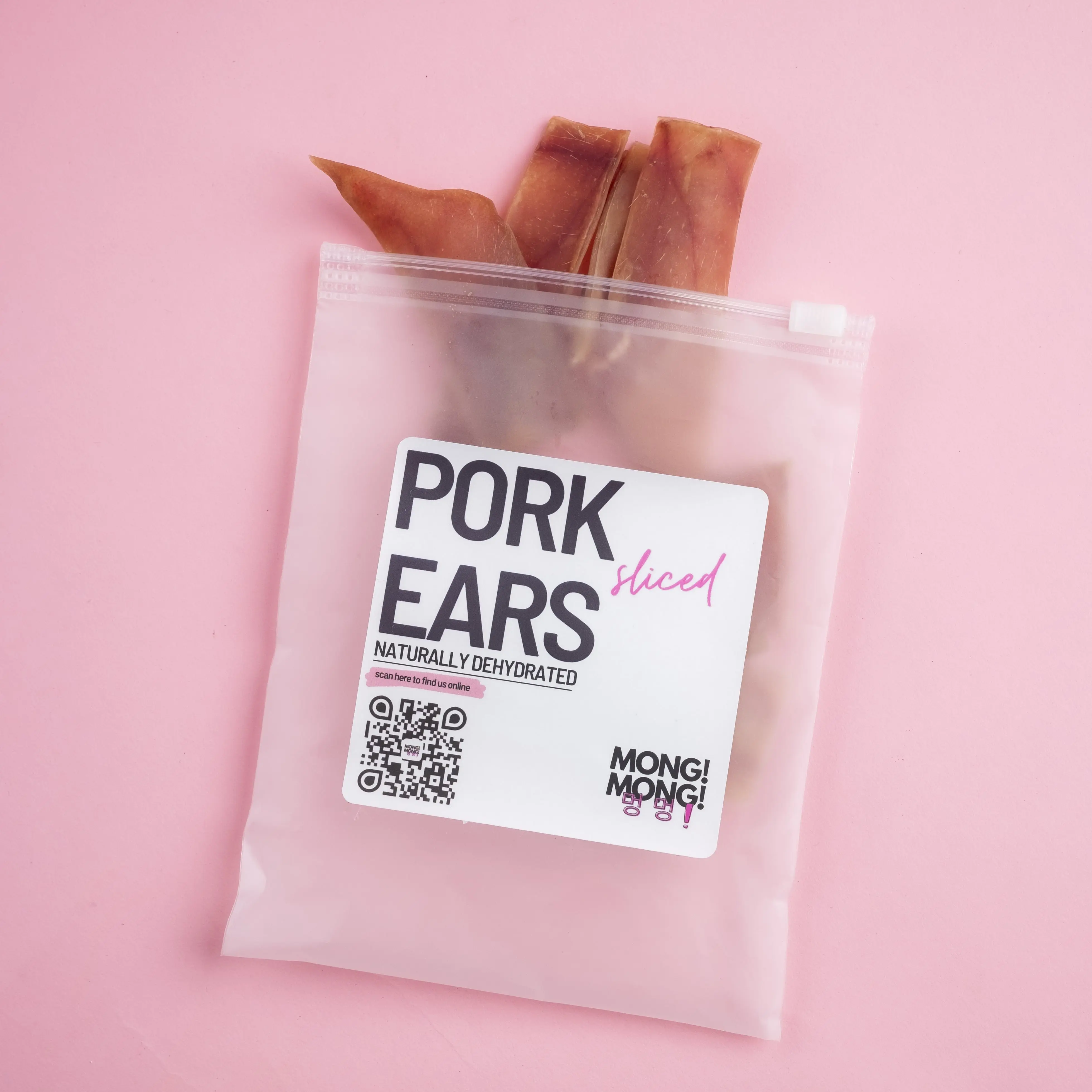 MONGMONG! Pork Ear Sliced snack anjing kering / dehydrated dog treat