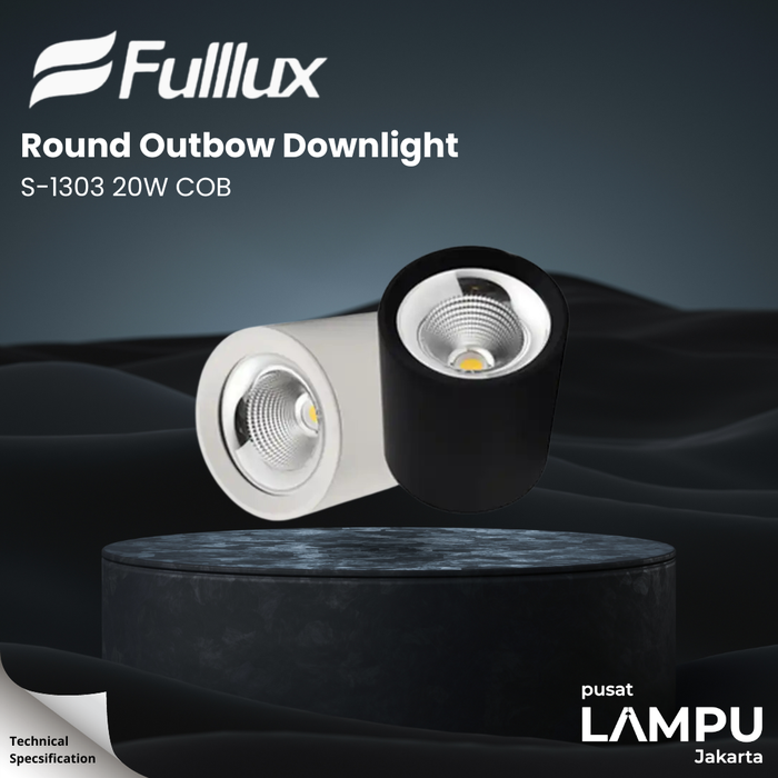 Gambar Fullux Downlight Outbow 20watt LeD 220v - Hitam, 3000k dari Pusat Lampu Jakarta Kota Administrasi Jakarta Pusat Tokopedia