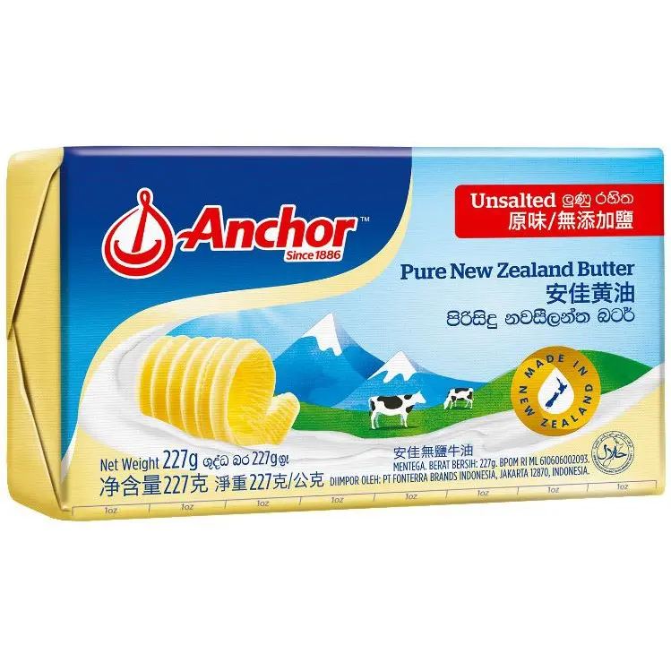 Anchor Unsalted Butter 227gr | Mentega Tawar HALAL Import New Zealand